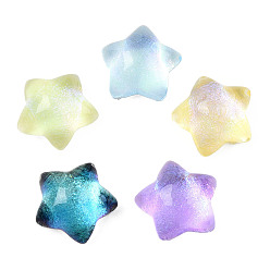 Color mezclado Cabujones de resina epoxi transparente, con polvo del brillo, estrella, color mezclado, 16x16.5x8.5 mm