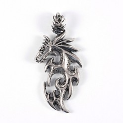 Antique Silver 316 Surgical Stainless Steel Big Pendants, Dragon, Antique Silver, 67x33x9mm, Hole: 11x5mm