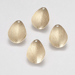 Golden Brass Pendants, teardrop, Golden, 20x13x2mm, Hole: 1mm