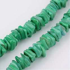 Verdemar Hebras de perlas shell naturales, teñido, cuentas cuadradas de heishi, verde mar, 8x8x1~5 mm, agujero: 1 mm, sobre 200 unidades / cadena, 15.7 pulgada