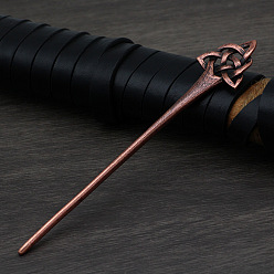 Red Copper Trinity Knot Alloy Hair Sticks, Viking Hair Accessories for Women, Red Copper, 145mm