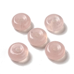 Розовый Кварц Европейские подвески из натурального розового кварца, подвески в виде пончиков/пи-дисков, Подвески с большими отверстиями, 16~17x6~7 мм, отверстие : 3~3.5 мм