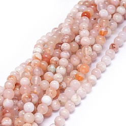 Cherry Blossom Agate Natural Cherry Blossom Agate Beads Strands, Round, 6mm, Hole: 0.8mm, about 60~64pcs/strand, 16 inch(40cm)