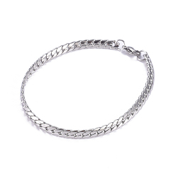 Stainless Steel Color Men's 304 Stainless Steel Cuban Link Chain Bracelets, with Lobster Claw Clasps, Stainless Steel Color, 8-1/8 inch(20.7cm), 5mm