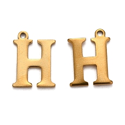 Letter H Ion Plating(IP) 304 Stainless Steel Alphabet Charms, Golden, Letter.H, 12x9x1mm, Hole: 1mm