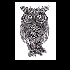 Black Owl Pattern Removable Temporary Water Proof Tattoos Paper Stickers, Black, 21x14.8cm