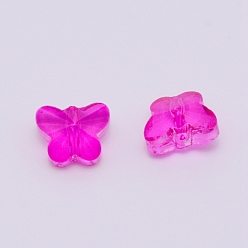Magenta Transparent Glass Beads, Faceted, Butterfly, Magenta, 8x10x5.5mm, Hole: 1mm