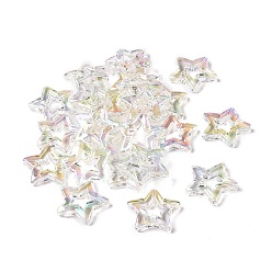 Clair AB Placage uv perles acryliques irisées arc-en-ciel, étoiles, clair ab, 26x27x5mm, Trou: 2mm