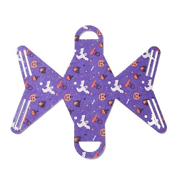Blue Violet Halloween Theme Non-woven Fabric Gift Bags with Handle, Candy Bags, Trapezoid with Pumpkin & Ghost Pattern, Blue Violet, 12.4x6.5x12.5cm