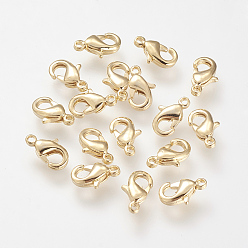 Real 18K Gold Plated Brass Lobster Claw Clasps, Nickel Free, Real 18K Gold Plated, 10x5x2.5mm, Hole: 1mm