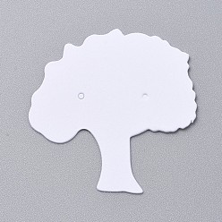 Blanc Cartes d'affichage de boucles d'oreilles en carton, arbre, blanc, 39.5~40x39x0.4mm, Trou: 1.2mm