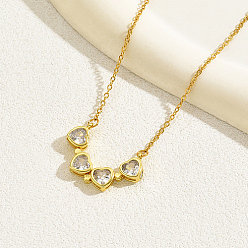 Прозрачный Ожерелье с подвеской в виде четырехлистного клевера на удачу, Ожерелье с магнитной подвеской из настоящей 18k-золотой нержавеющей стали для женщин, прозрачные, 17.72 дюйм (45 см)