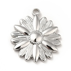 Stainless Steel Color 304 Stainless Steel Pendants, Flower Charms, Stainless Steel Color, 25.5x22x3mm, Hole: 2.5mm