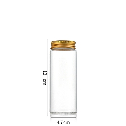 Golden Column Glass Screw Top Bead Storage Tubes, Clear Glass Bottles with Aluminum Lips, Golden, 4.7x12cm, Capacity: 150ml(5.07fl. oz)