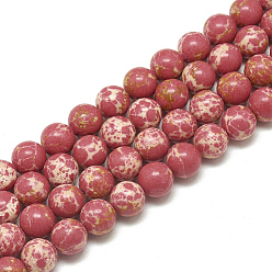 Cerise Brins de perles de jaspe impérial synthétiques, teint, ronde, cerise, 6mm, Trou: 1mm, Environ 68 pcs/chapelet, 15.7 pouce