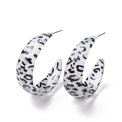 Blanc Boucles d'oreilles en forme de c en acétate de cellulose (résine), 304 bijoux en acier inoxydable pour fille femmes, blanc, 42x14x3.5mm, pin: 0.7 mm