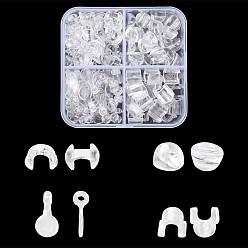 Clear 4 Style AS Plastic Base Buckle Hair Findings, for Hair Tie Accessories Making, Clear, 8.5~16x6~11x5.5~6mm, 190pcs/box
