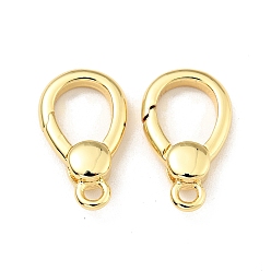 Real 18K Gold Plated Brass Spring Gate Rings, Teardrop, Cadmium Free & Lead Free, Long-Lasting Plated, Real 18K Gold Plated, 16x9x3.5mm, Hole: 1.6mm