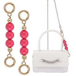 Fuchsia Bag Extension Chain, with ABS Plastic Beads and Light Gold Alloy Spring Gate Rings, for Bag Replacement Accessories, Fuchsia, 13.8cm