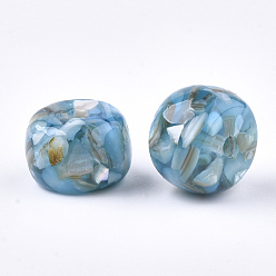 Bleu Ciel Perles en résine, avec coquille, rondelle, bleu ciel, 13x9mm, Trou: 2mm