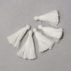 White Handmade Polycotton(Polyester Cotton) Tassel Decorations, Pendant Decorations, White, 29~35mm