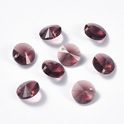 Indian Red Glass Charms, Faceted, Cone, Indian Red, 14x7mm, Hole: 1mm