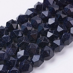Синий Драгоценный Камень Синтетический синий авантюрин бисер нитей, граненые, круглые, 6x5 мм, отверстие : 0.8 мм, около 68 шт / нитка, 15.3 дюйм (39 см)