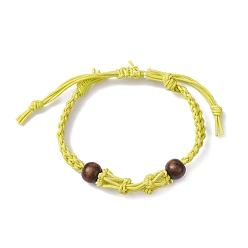 Verge D'or Pâle Fabrication de bracelets en macramé en coton ciré tressé réglable, support de pierre vide interchangeable, avec perle en bois, verge d'or pale, 1/4 pouce (0.65 cm), diamètre intérieur: 2-1/4~3-5/8 pouce (5.8~9.2 cm)