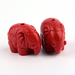Brique Rouge Perles de cinabre, éléphant, firebrick, 21x29x15mm, Trou: 2.5mm