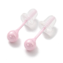 Pink Керамические серьги-пусеты круглой формы, серьги-гвоздики, розовые, 4 мм