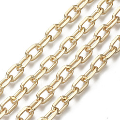 Light Gold Unwelded Iron Paperclip Chains, Drawn Elongated Cable Chains, with Spool, Light Gold, 9.6x5.8x1.5mm, about 32.8 Feet(10m)/roll