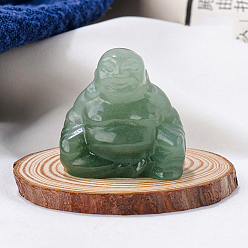 Green Aventurine Natural Green Aventurine Carved Healing Buddha Figurines, Reiki Energy Stone Display Decorations, 30x30mm