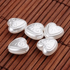 White Heart Imitation Pearl Acrylic Beads, White, 11.5x12x6.5mm, Hole: 1.5mm, about 1000pcs/500g