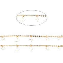 Oro Cadenas de cable de bronce hechas a mano, con luna y estrellas y encantos de rayos y carrete, soldada, larga duración plateado, dorado, 2x1.5x0.2 mm, aproximadamente 32.8 pies (10 m) / rollo