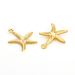 Golden 304 Stainless Steel Pendants, Starfish, Golden, 17.5x15.5x2mm, Hole: 1mm