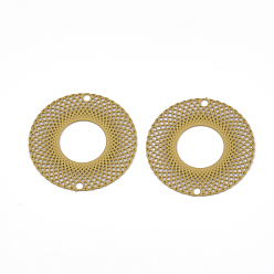 Verge D'or 430 connecteurs de liens en acier inoxydable, peint à la bombe, embellissements en métal gravé, donut, verge d'or, 20x0.3mm, Trou: 1.2mm