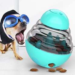 Turquesa Vaso ovalado de plástico para perros y gatos iq, dispensador interactivo de alimentos para mascotas con fugas, juguete para mascotas alimentador lento, turquesa, 125x100x100 mm