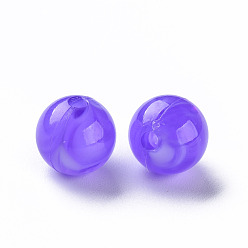 Slate Blue Acrylic Beads, Imitation Gemstone, Round, Slate Blue, 10mm, Hole: 1.6mm, about 1000pcs/500g