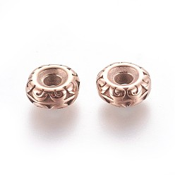 Rose Gold 304 Stainless Steel Spacer Beads, Rondelle, Rose Gold, 9.5x4mm, Hole: 3mm