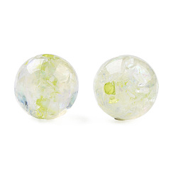 Pale Green Transparent Resin Beads, with Shell, Round, Pale Green, 12x11.5mm, Hole: 1.5~3mm