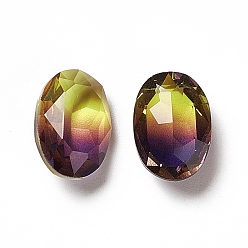 Light Topaz Faceted K9 Glass Rhinestone Cabochons, Pointed Back, Oval, Light Topaz, 14x10x5.8mm