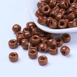 Saddle Brown Opaque Acrylic European Beads, Barrel, Saddle Brown, 9x6mm, Hole: 4mm, about 1900pcs/500g