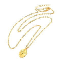 Золотой Сплав цинка ожерелья шкентеля, овальные со звездой, золотые, 18.31 дюйм (46.5 см)