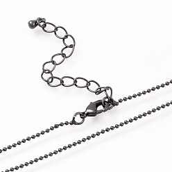 Gunmetal Brass Ball Chain Necklaces Making, with Lobster Claw Clasps, Long-Lasting Plated, Gunmetal, 15.75 inch(40cm)