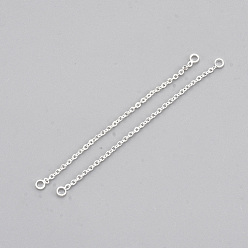 Silver Brass Chain Links connectors, Silver Color Plated, 55x1x1mm, Hole: 1.6mm
