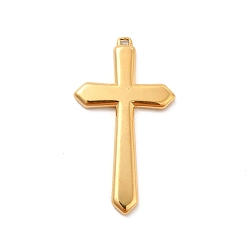 Real 18K Gold Plated Ion Plating(IP) 304 Stainless Steel Pendants, Cross Charms, Religion, Real 18K Gold Plated, 44x24x2.5mm, Hole: 1.2mm