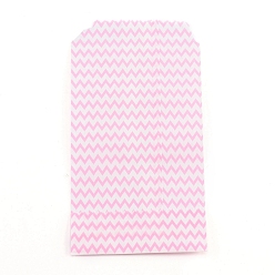 Pink Sacs en papier kraft blanc, pas de poignées, sacs de rangement, motif de vague, sac de cadeau d'anniversaire de fête de mariage, rose, 15x8.3x0.02 cm