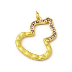 Amatista Colgantes de diamantes de imitación de aleación de chapado en rack con anillo de salto, encantos de calabaza, color dorado mate, amatista, 30.5x26x3.5 mm, agujero: 4 mm