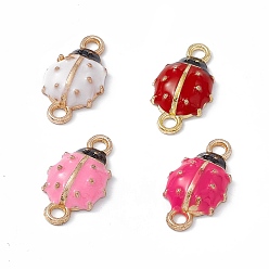 Mixed Color Alloy Connector Charms, with Enamel, Golden, Ladybug Links, Mixed Color, 19x10.5x4.3mm, Hole: 2mm