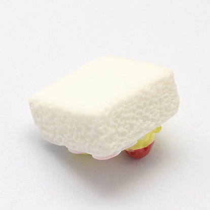 Square Cake Resin Decoden Decoden Cabochons, Imitation Food, 12.5x12.5x10.5mm